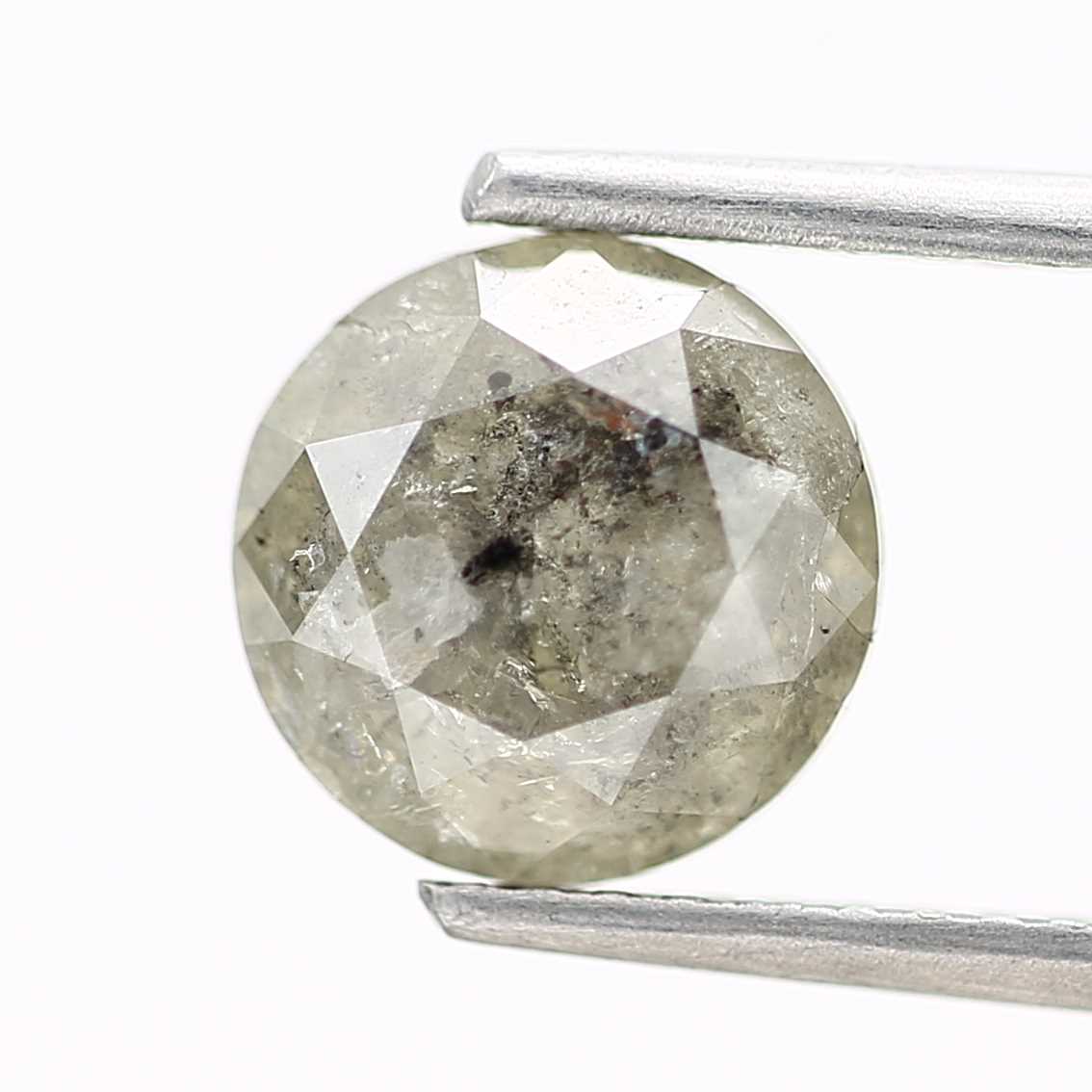 1.81 Carat Salt and Pepper Diamond Gray Fancy Round Brilliant Cut Natural Loose Diamond